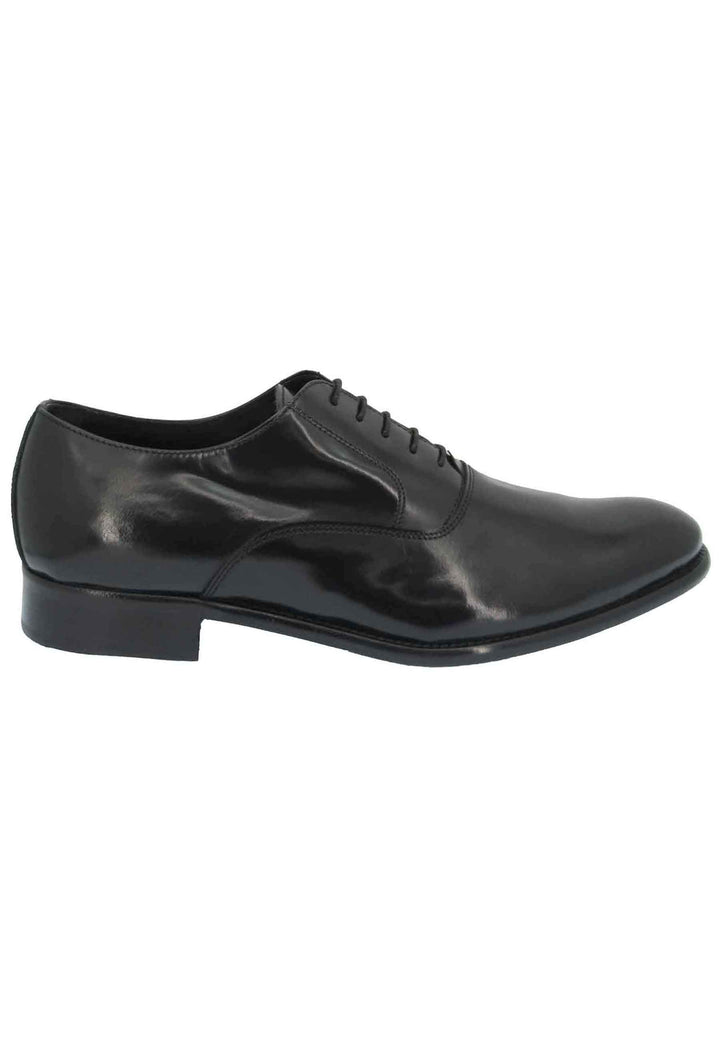 Spatarella Stringate uomo in pelle nera lucida con fondo in cuoio Offerte stagionali