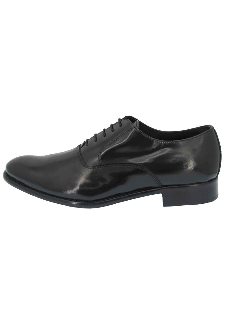 Spatarella Stringate uomo in pelle nera lucida con fondo in cuoio Offerte stagionali