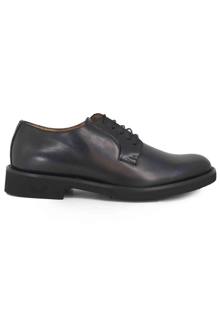 Spatarella Stringate uomo in pelle nera con suola in gomma ultra leggera e punta tonda Liquidazione