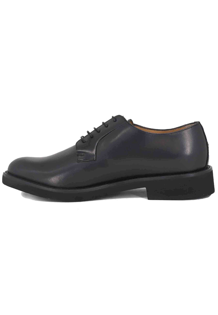Spatarella Stringate uomo in pelle nera con suola in gomma ultra leggera e punta tonda Liquidazione