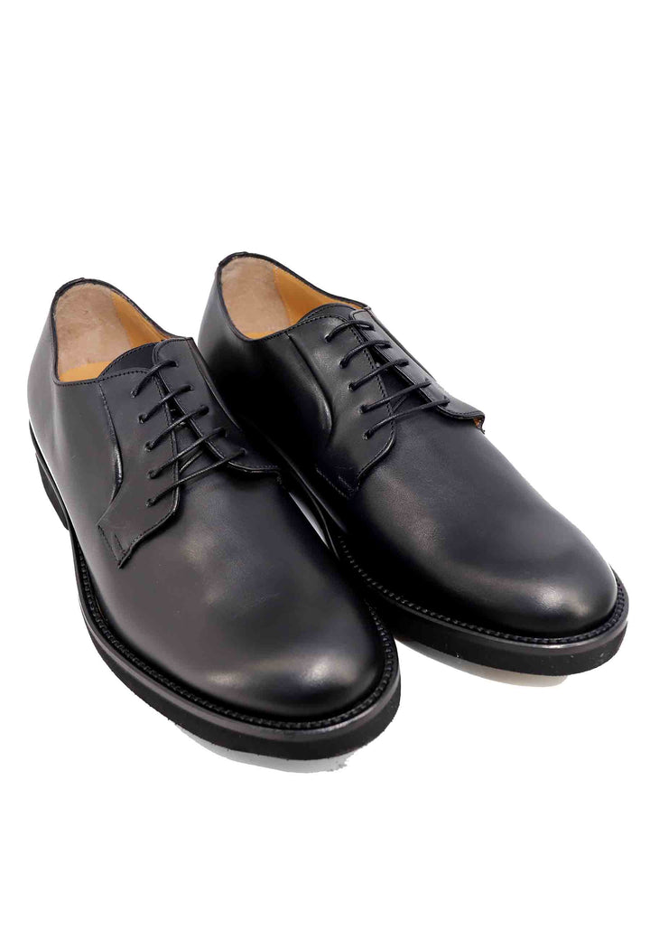 Spatarella Stringate uomo in pelle nera con suola in gomma ultra leggera e punta tonda Liquidazione
