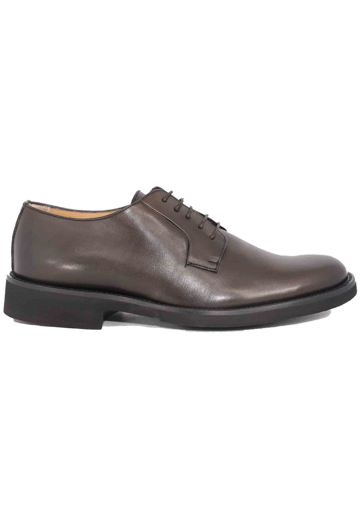 Spatarella Stringate uomo in pelle marone con suola in gomma ultra leggera e punta tonda Offerte speciali
