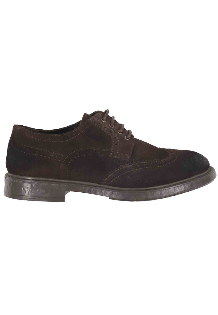 Spatarella Stringate da uomo in camoscio testa di moro con impunture all'inglese e suola in gomma Super Saving Price