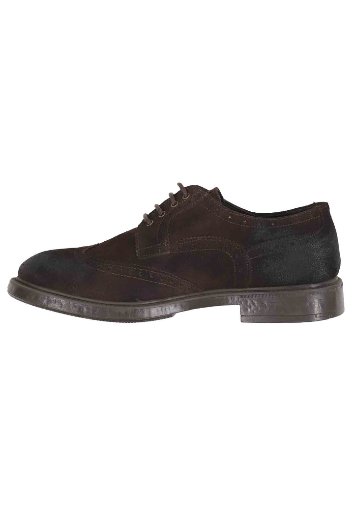 Spatarella Stringate da uomo in camoscio testa di moro con impunture all'inglese e suola in gomma Super Saving Price