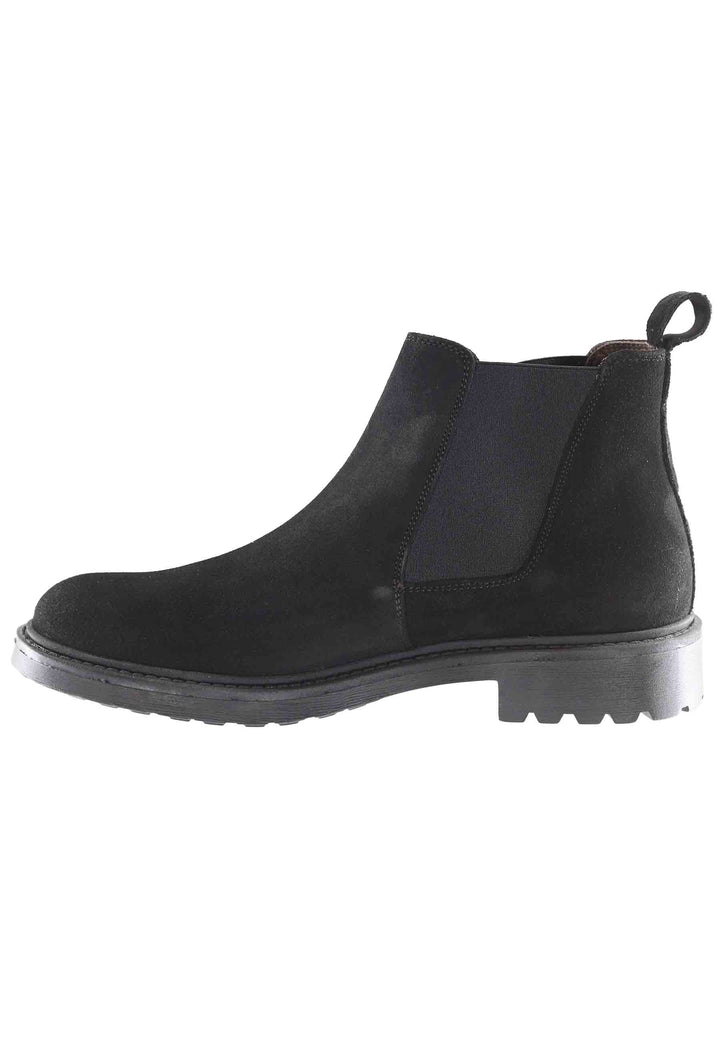 Spatarella Stivaletti chelsea boot uomo in camsocio nero con suola carrarmato Fino al 60% di sconto