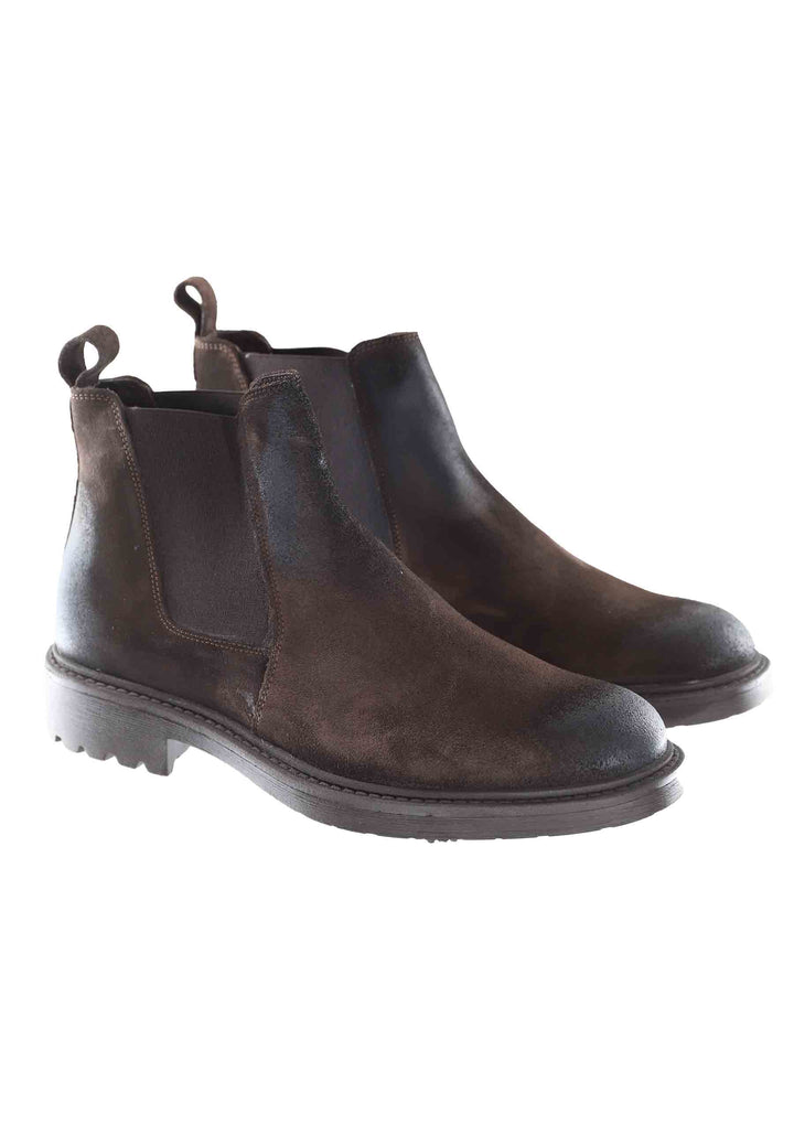 Spatarella Stivaletti chelsea boot uomo in camoscio testa di moro con suola carrarmato Fino al 65% di sconto