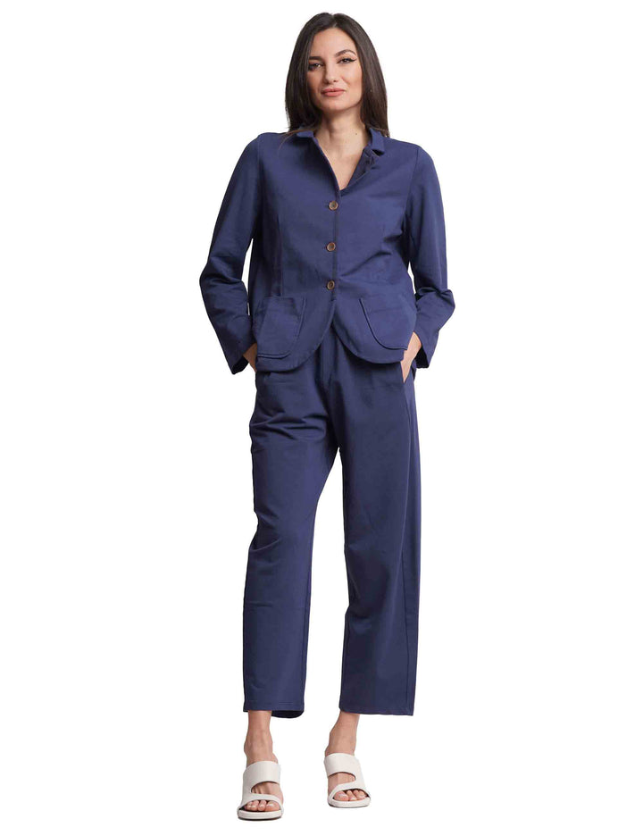 Spatarella Giacche sportive donna maniche lunghe in cotone blu Sostegno trimestrale