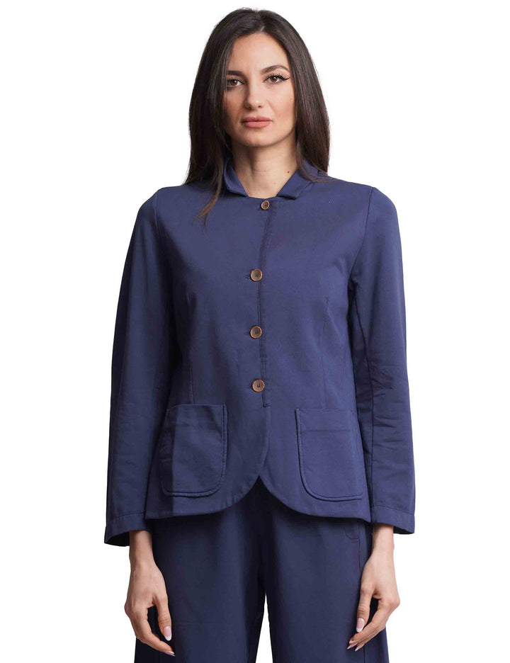 Spatarella Giacche sportive donna maniche lunghe in cotone blu Sostegno trimestrale