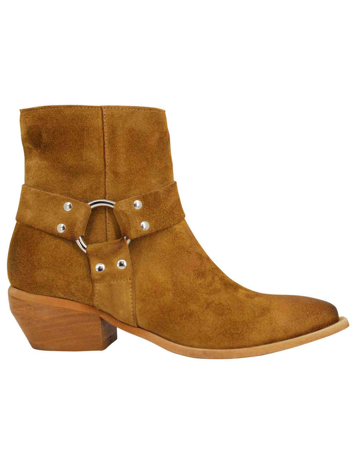 Spatarella Stivaletti texani donna in camoscio cuoio vintage con accessorio laterale 50% di sconto con spedizione gratuita