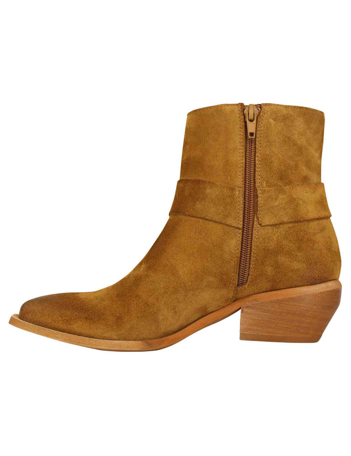 Spatarella Stivaletti texani donna in camoscio cuoio vintage con accessorio laterale 50% di sconto con spedizione gratuita