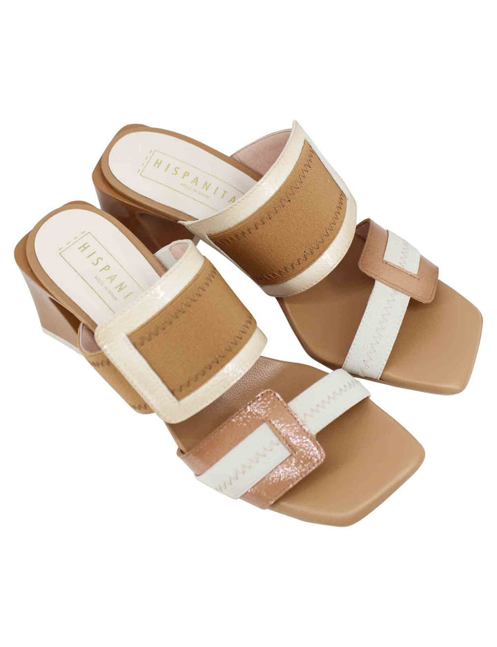 Spatarella Sandali donna in pelle cuoio a doppia fascia con fibbia laterale Black Friday Prezzi