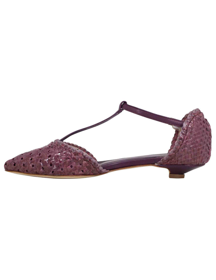 Spatarella Decollete donna in pelle intrecciata prugna tacco basso 50% di sconto per tempo limitato