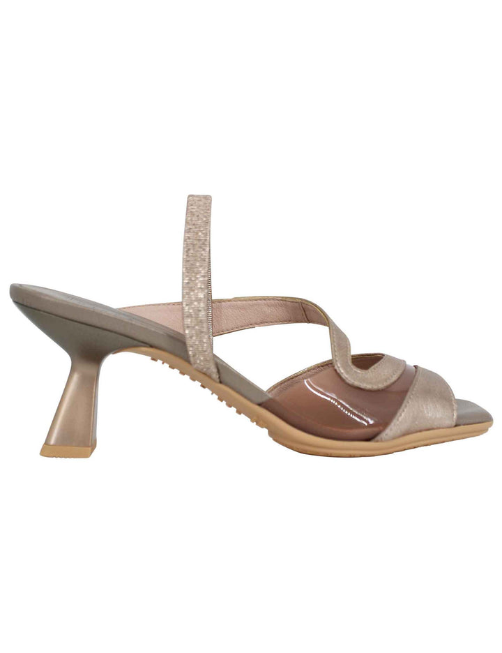 Spatarella Sandali slingback donna in pelle bronzo con punta quadra Italia