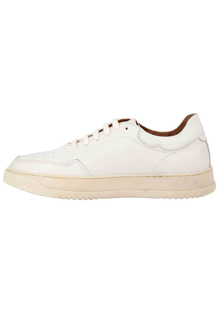 Spatarella Sneakers uomo in pelle vintage off white con suola in gomma cucita Spedizione Gratuita