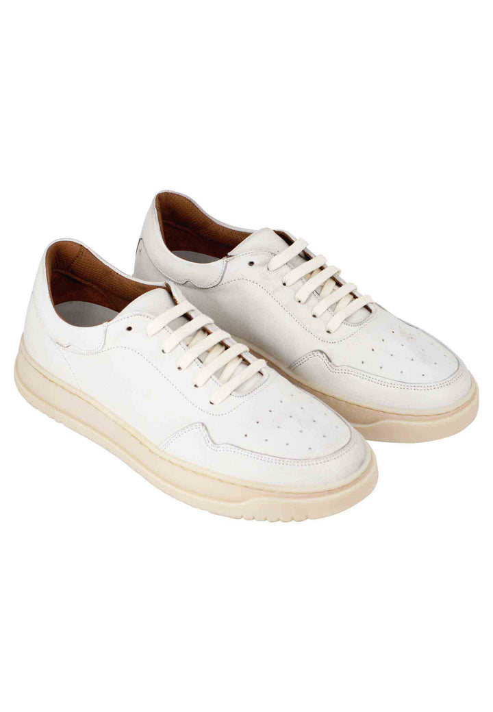 Spatarella Sneakers uomo in pelle vintage off white con suola in gomma cucita Spedizione Gratuita
