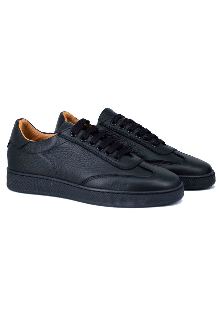 Spatarella Sneakers uomo in pelle martellata nera Soddisfazione Garantita