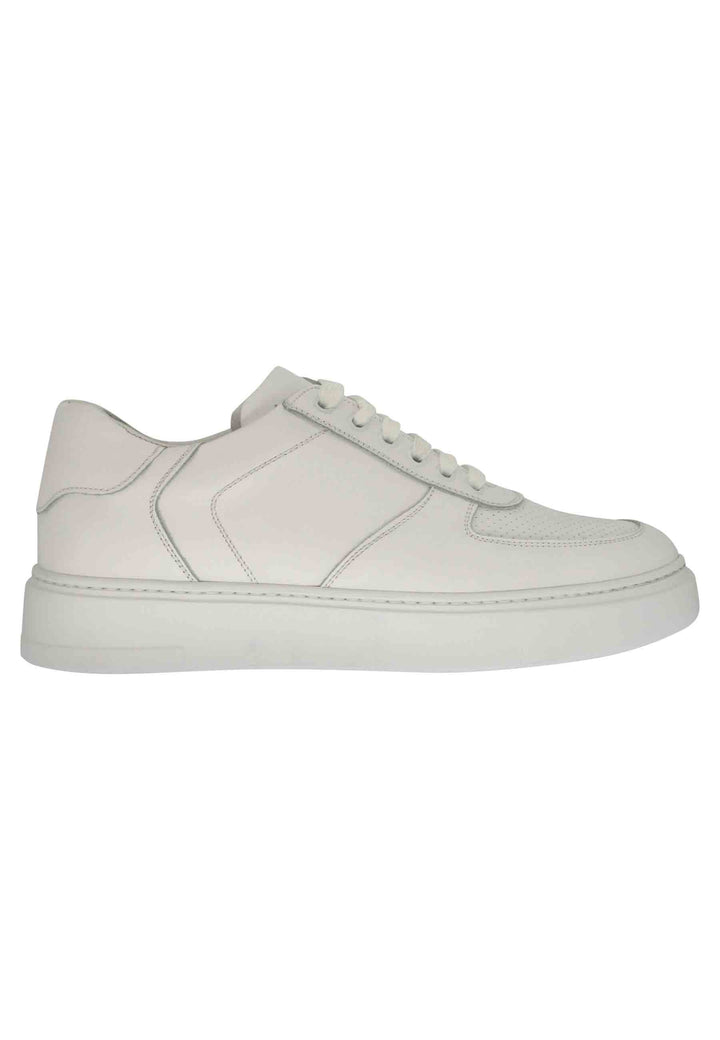 Spatarella Sneakers uomo in pelle bianca con cuciture e fondo in gomma Acquista Ora