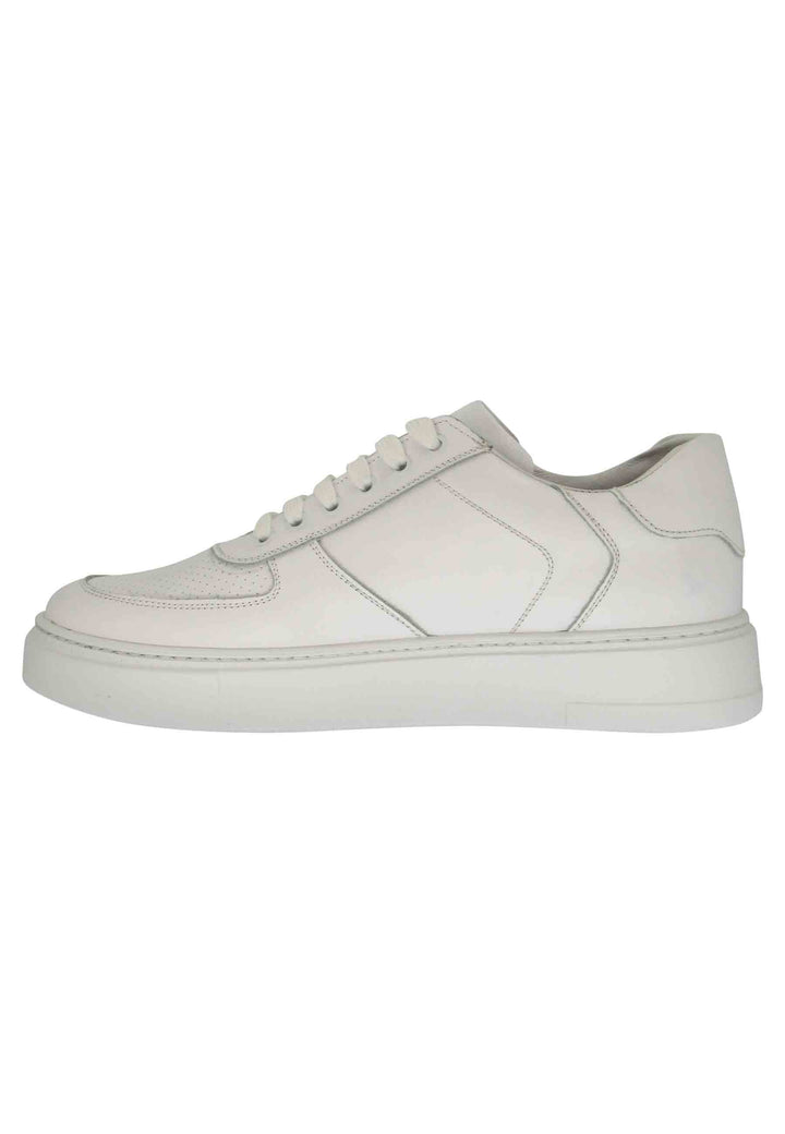 Spatarella Sneakers uomo in pelle bianca con cuciture e fondo in gomma Acquista Ora
