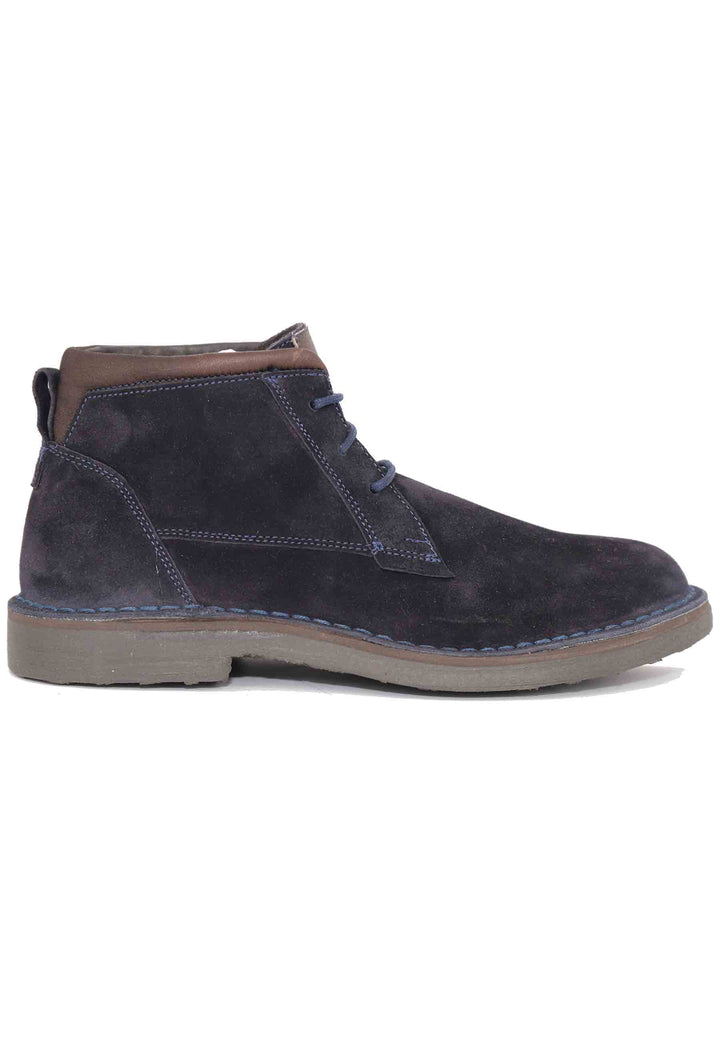 Spatarella Sivaletti polacchine stringate uomo in camoscio blu con suola in gomma Shopping Online