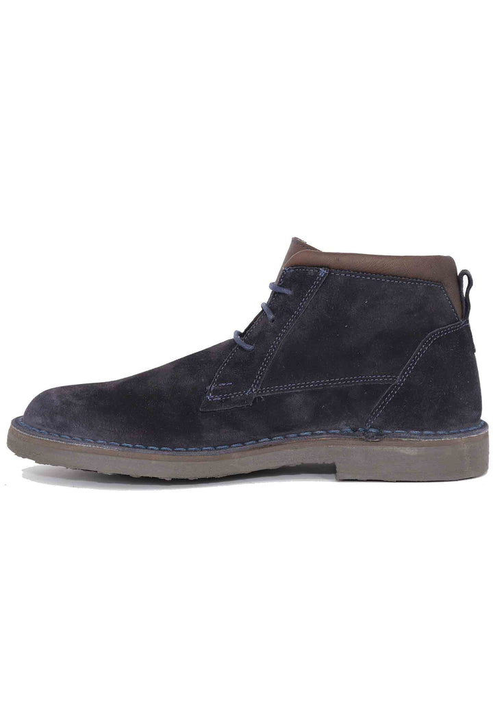 Spatarella Sivaletti polacchine stringate uomo in camoscio blu con suola in gomma Shopping Online