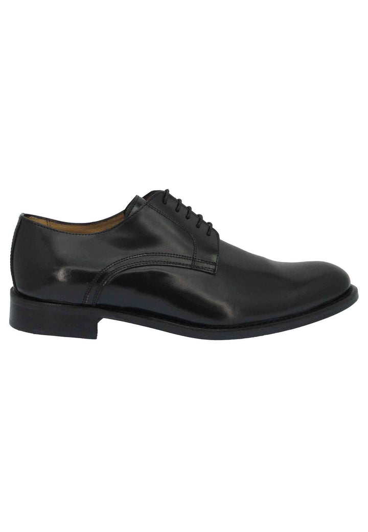 Spatarella Scarpe stringate uomo in pelle nera lucida con suola e tacco in cuoio Affare Del Giorno