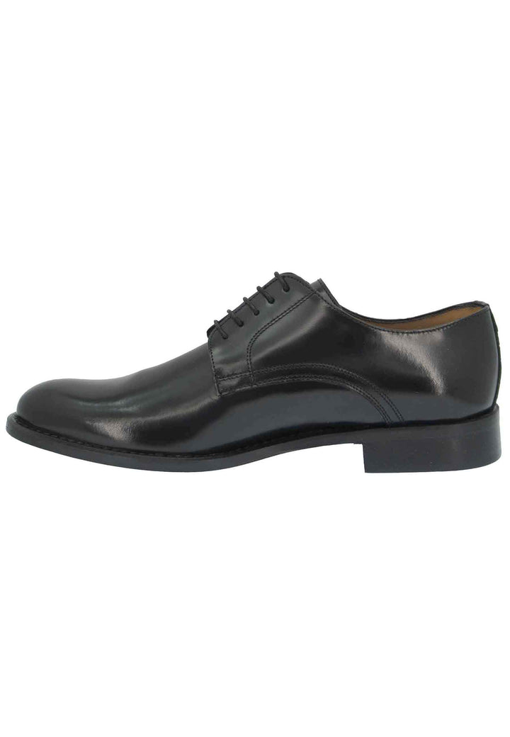 Spatarella Scarpe stringate uomo in pelle nera lucida con suola e tacco in cuoio Affare Del Giorno