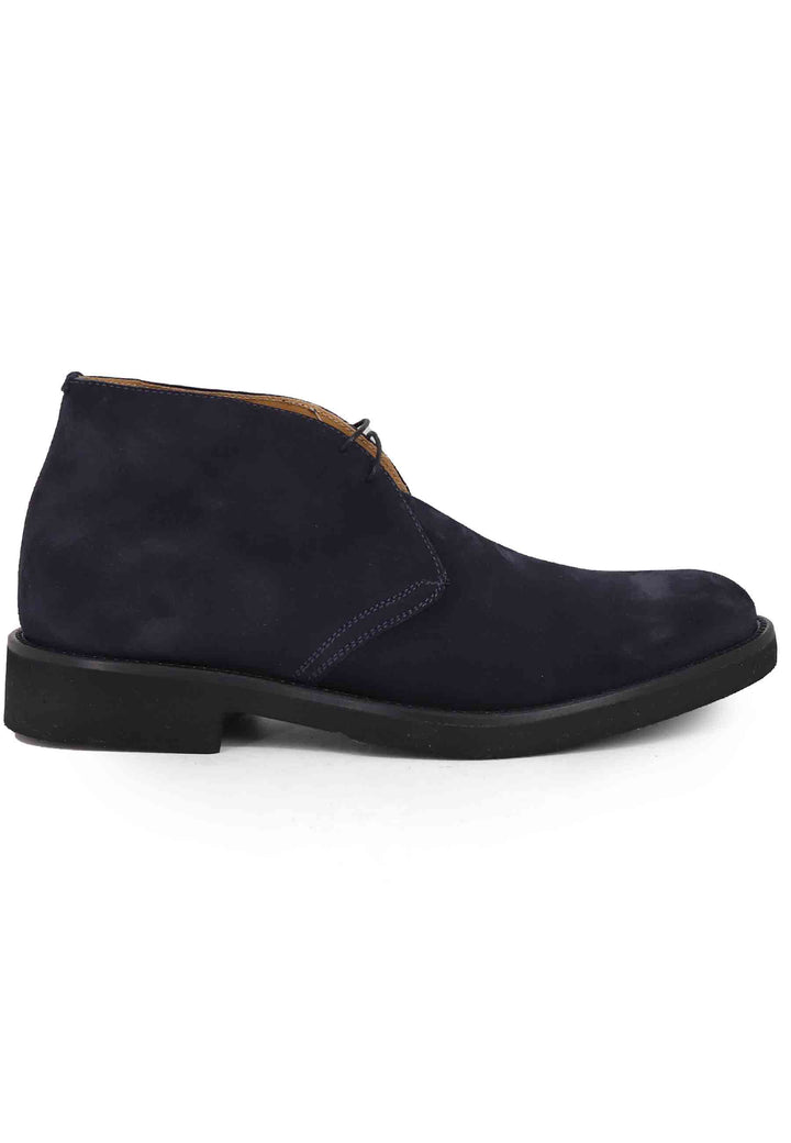 Spatarella Polacchine uomo in camoscio blu con suola in gomma ultra leggera Novità