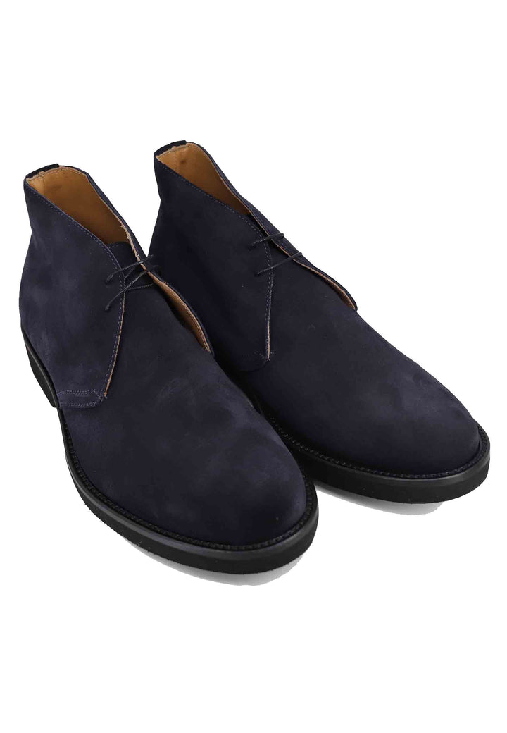Spatarella Polacchine uomo in camoscio blu con suola in gomma ultra leggera Novità