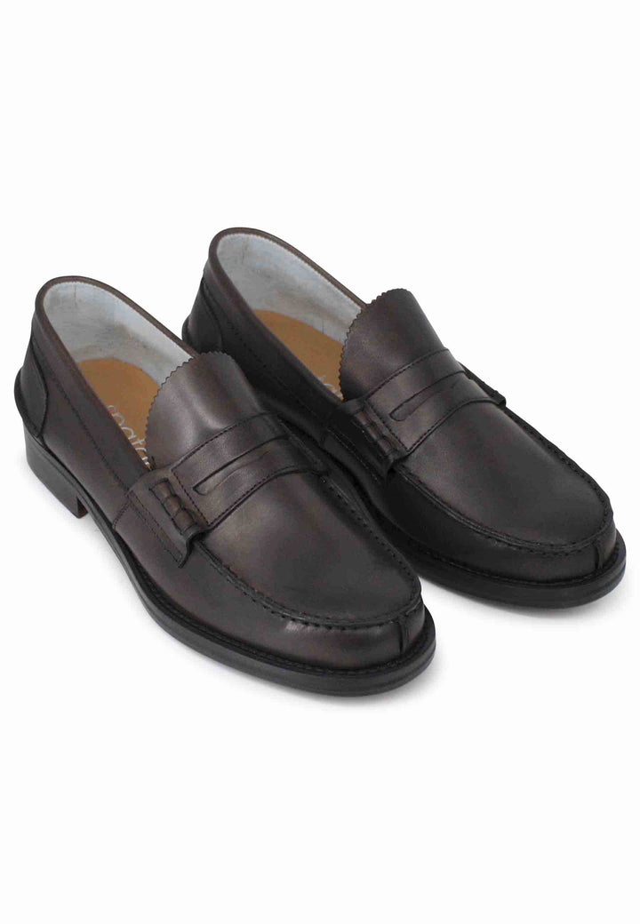 Spatarella Mocassini uomo in pelle testa di moro e fondo in cuoio Sconto