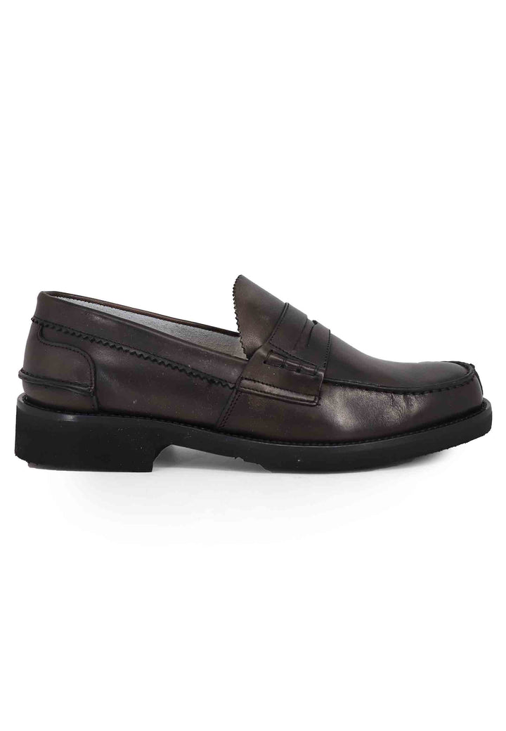 Spatarella Mocassini uomo in pelle testa di moro con suola in gomma extra light Economico