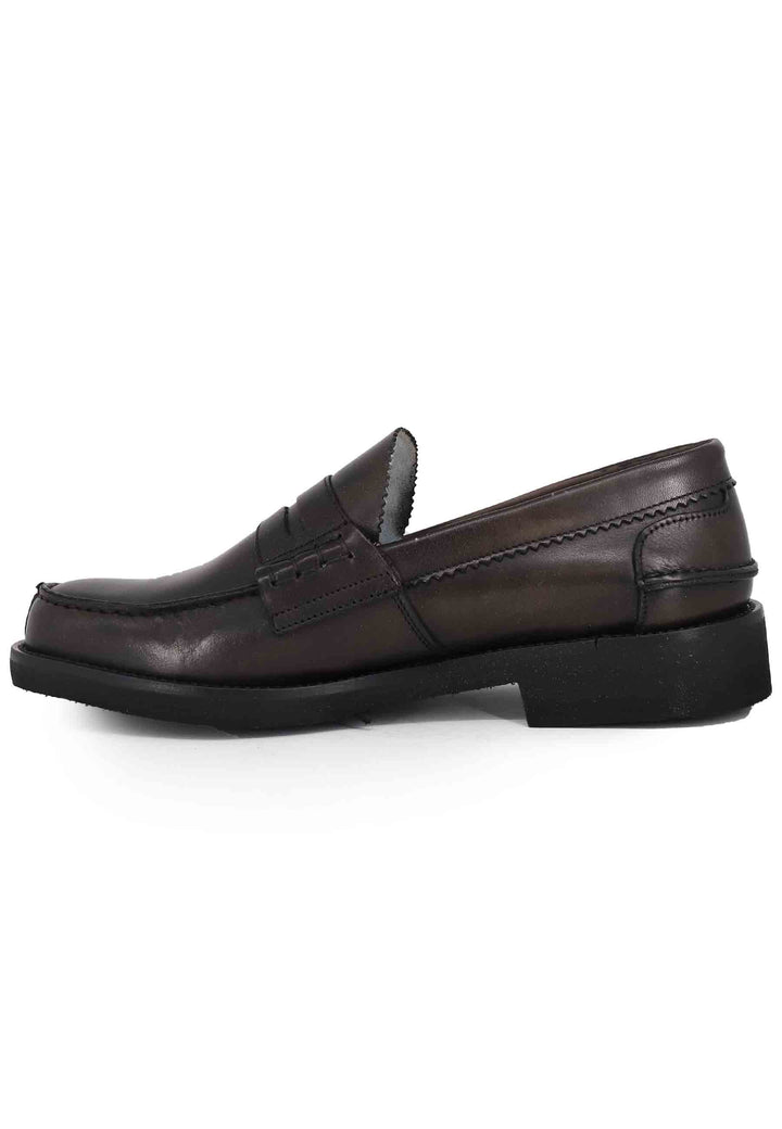 Spatarella Mocassini uomo in pelle testa di moro con suola in gomma extra light Economico