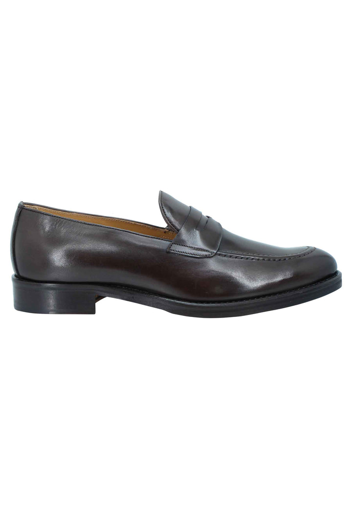Spatarella Mocassini uomo in pelle testa di moro con punta affusolata e suola in cuoio Online