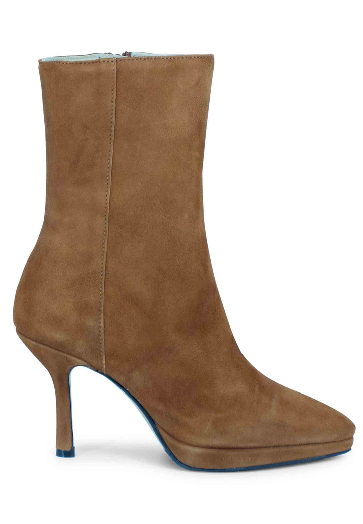 Spatarella Stivaletti donna in camoscio cuoio con tacco e plateau Offerte