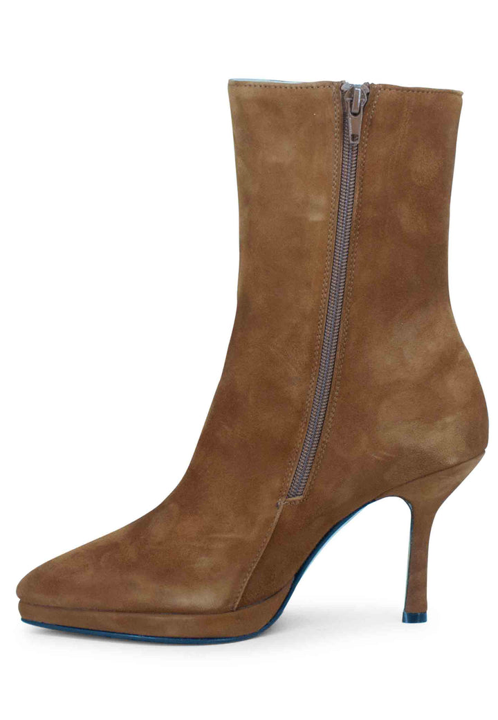 Spatarella Stivaletti donna in camoscio cuoio con tacco e plateau Offerte