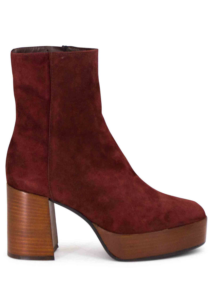 Spatarella Stivaletti donna in camoscio mattone con tacco alto e plateau con zip laterale di chiusura Vendita Economica