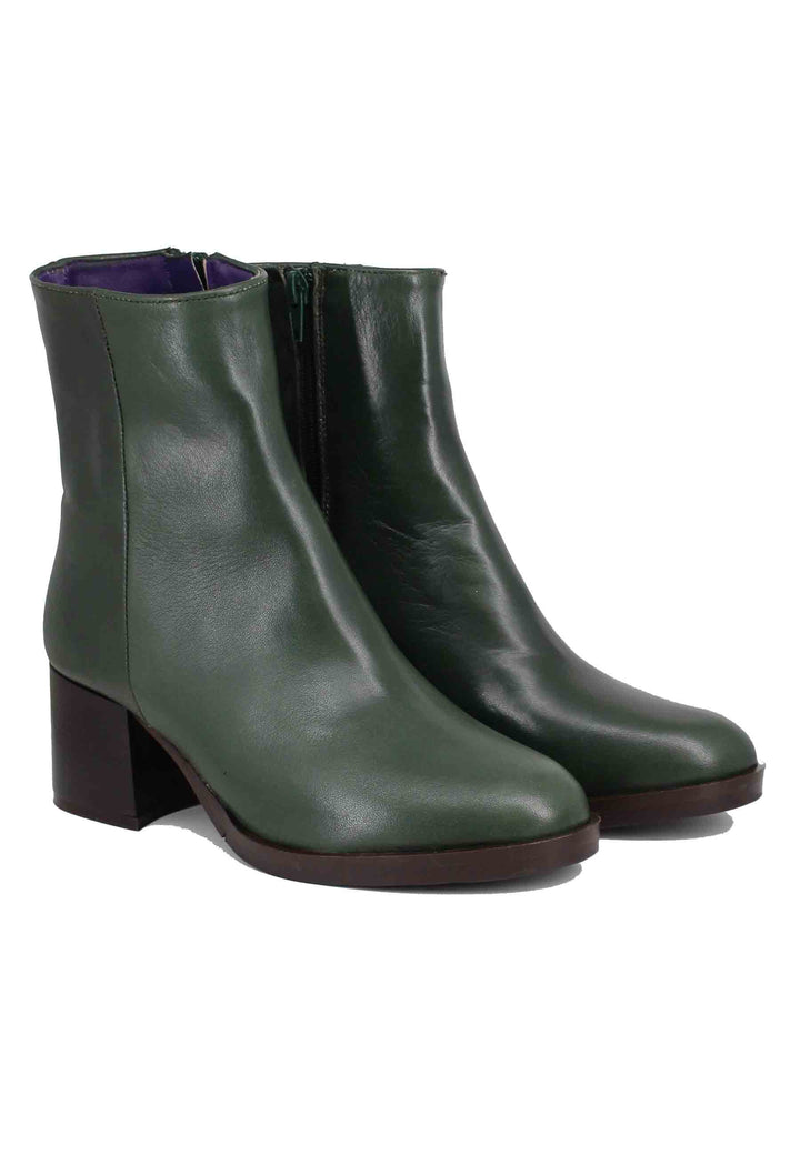 Spatarella Stivaletti donna in pelle verde tacco basso Prezzo di fabbrica