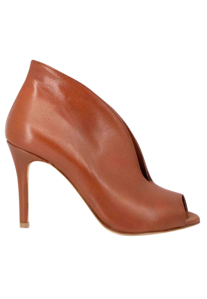 Spatarella Stivaletti open toe donna in pelle cuoio tacco alto Comprare a buon mercato