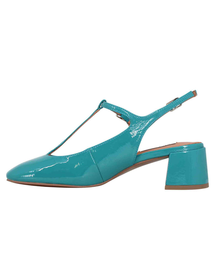 Spatarella Decollete slingback donna in vernice turchese con doppio cinturino Mignon Offerta esclusiva