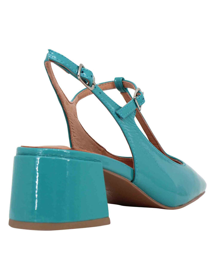 Spatarella Decollete slingback donna in vernice turchese con doppio cinturino Mignon Offerta esclusiva