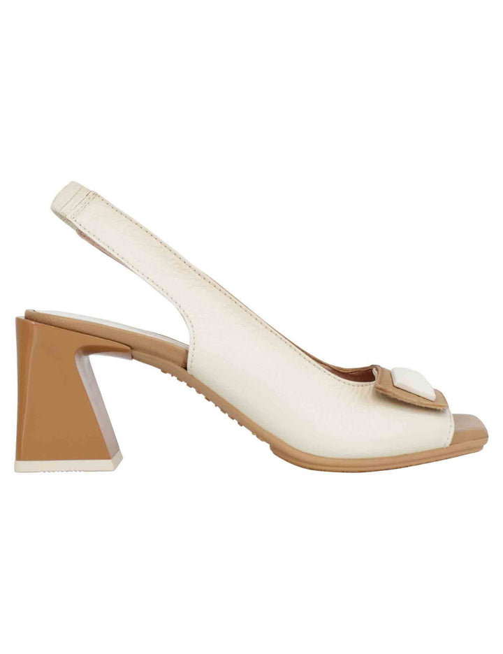Spatarella Sandali slingback donnain pelle panna con fibbia laterale Vendite stagionali