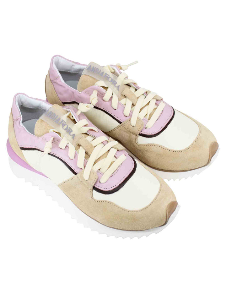 Spatarella Sneakers donna in pelle e camoscio beige Cyber Monday