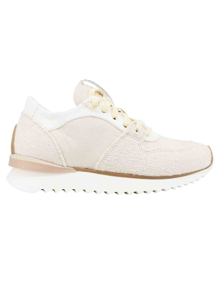 Spatarella Sneakers donna in pelle e tessuto beige Offerta natalizia