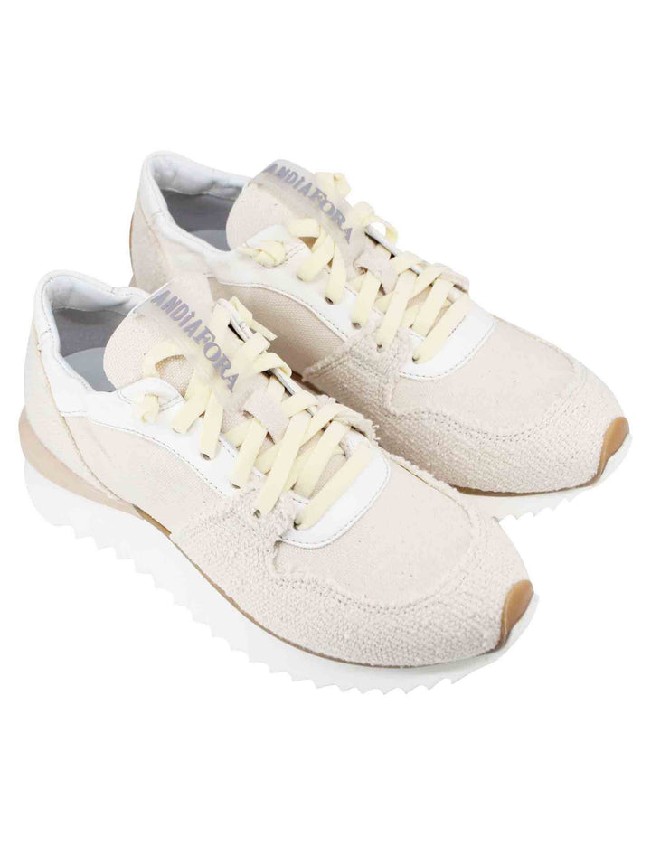 Spatarella Sneakers donna in pelle e tessuto beige Offerta natalizia
