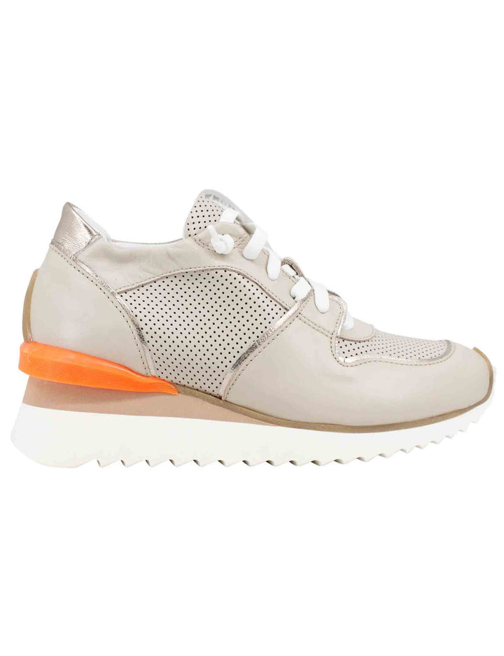 Spatarella Sneakers donna in pelle beige con zeppa interna Offerta Pasqua