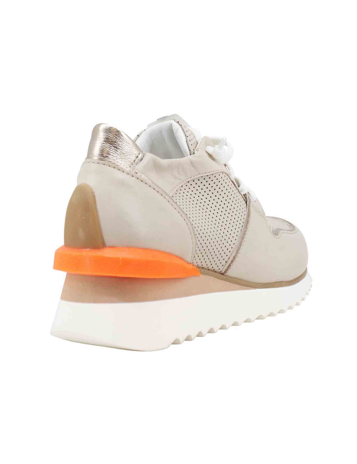 Spatarella Sneakers donna in pelle beige con zeppa interna Offerta Pasqua