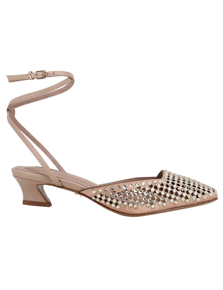 Spatarella Sandali slingback donna in pelle nude con strass e tacco basso Pia Offerta San Valentino