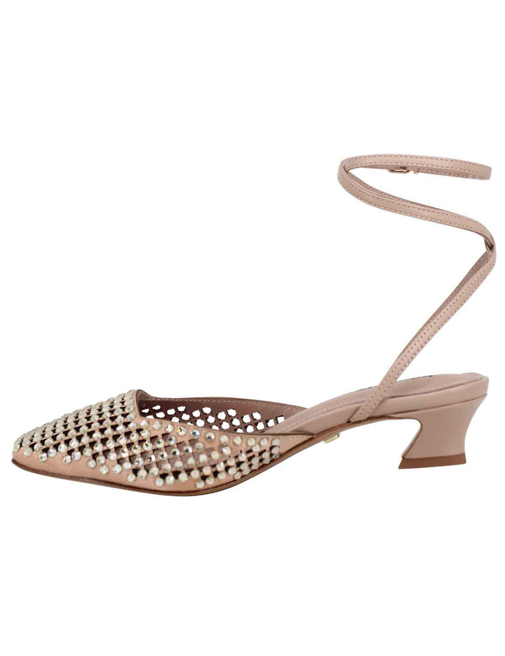 Spatarella Sandali slingback donna in pelle nude con strass e tacco basso Pia Offerta San Valentino