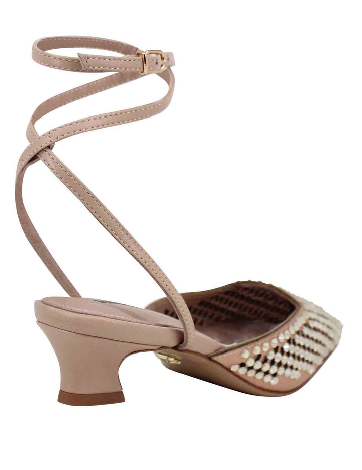 Spatarella Sandali slingback donna in pelle nude con strass e tacco basso Pia Offerta San Valentino