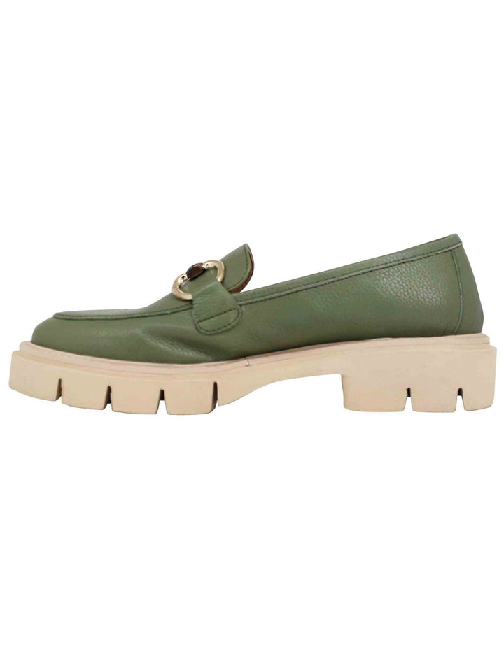 Spatarella Mocassini donna in pelle verde con suola carrarmato leggera Offerta Anniversario