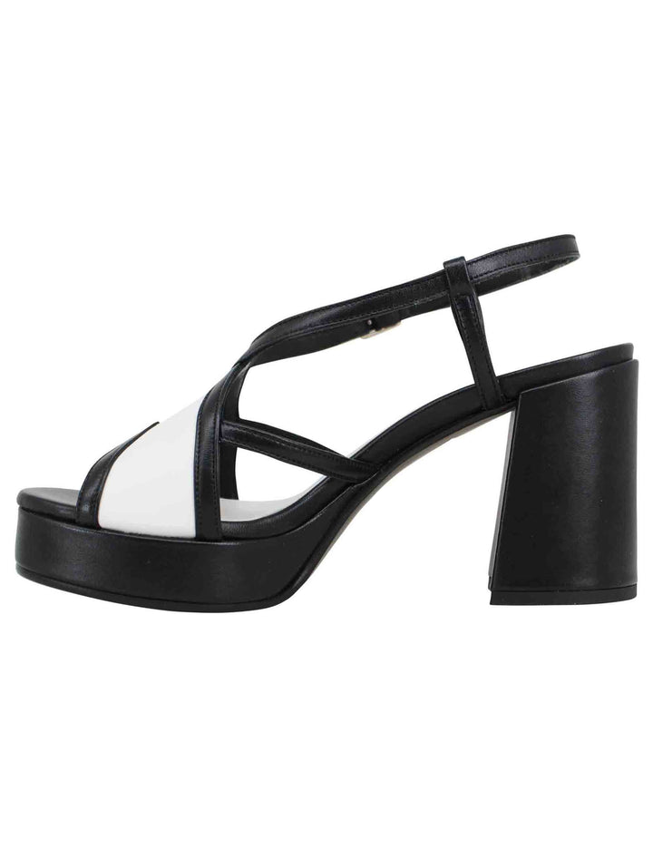 Spatarella Sandali slingback donna in pelle nera tacco alto e plateau Smaltimento dello stoccaggio